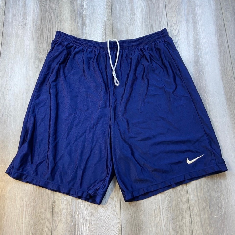VINTAGE Nike Shorts Mens Large Blue Basketball Dazzle Shiny Gym Made in USA Y2K